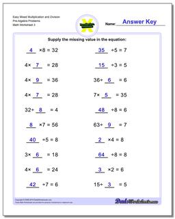 mixed multiplication division worksheet
