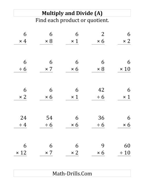 mixed multiplication division worksheet