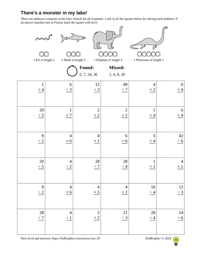 KidBrighter | Multiplication And Division Worksheet for Grade 3