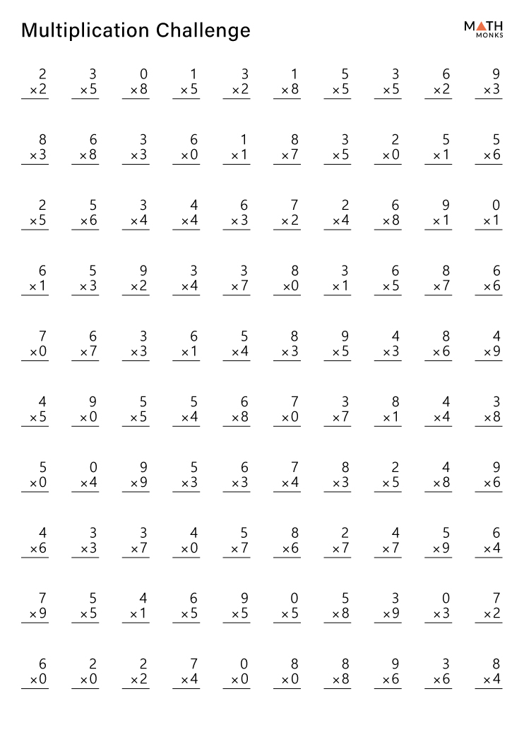 mixed multiplication worksheet 0 12