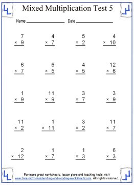 mixed multiplication worksheet