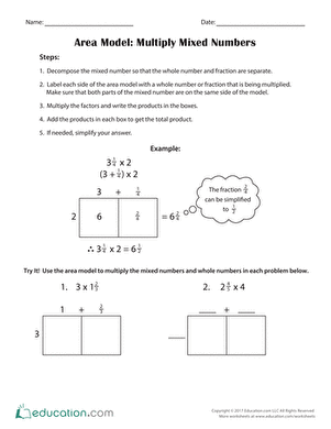 mixed number multiplication worksheet