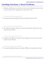 Fraction Division Word Problems Worksheets