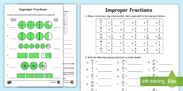mixed numbers worksheet