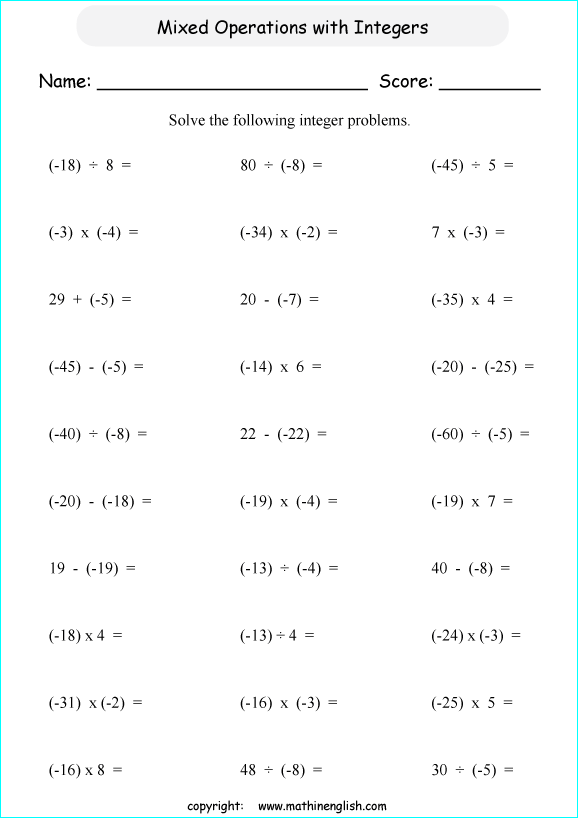 Printable primary math worksheet for math grades 1 to 6 based on ...