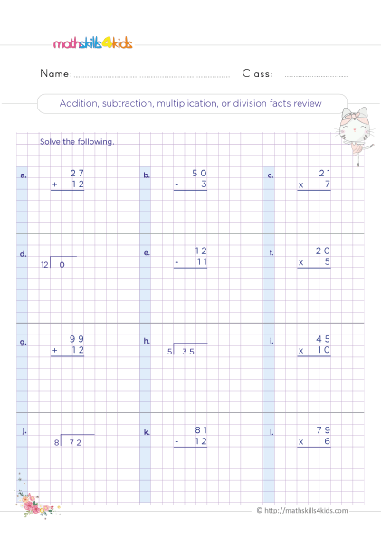 Free printable mixed operations math worksheets for 3rd graders