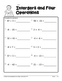 Mixed Operations with Integers Worksheets