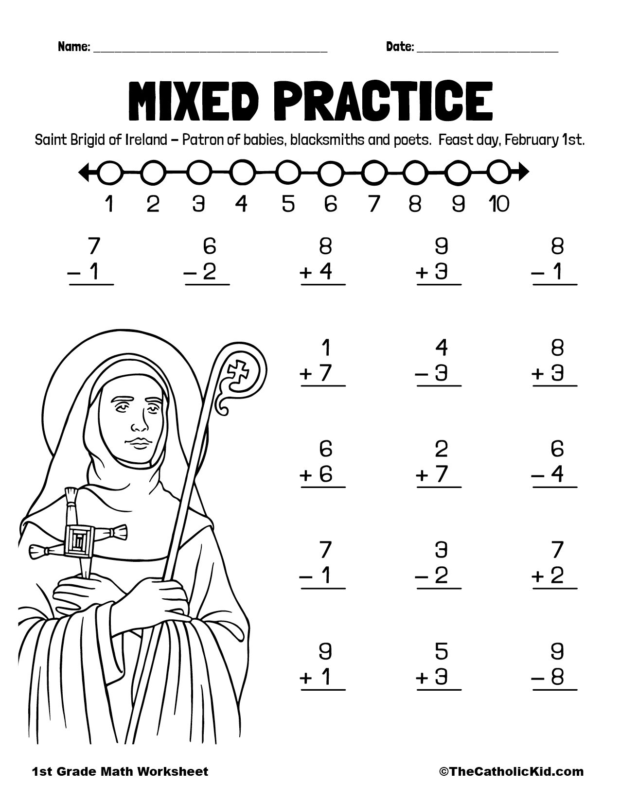 1st Grade Addition Catholic Worksheets - TheCatholicKid.com