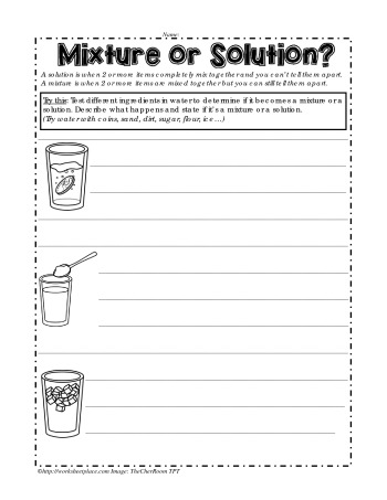 Mixture or Solution? Worksheets