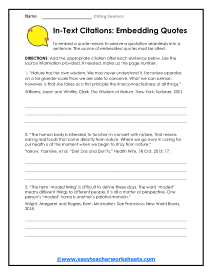 Citing Sources Worksheets