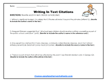 Citing Sources Worksheets