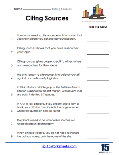 Citing Sources Worksheets - 15 Worksheets Library