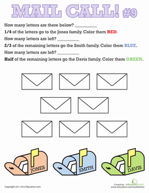 Mail Call Fractions 9 | Worksheet 