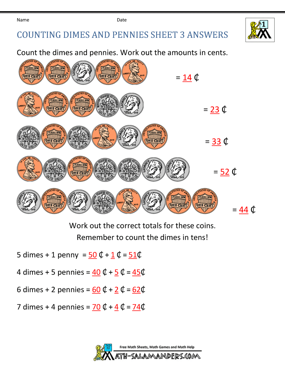 Counting Money Worksheets 1st Grade