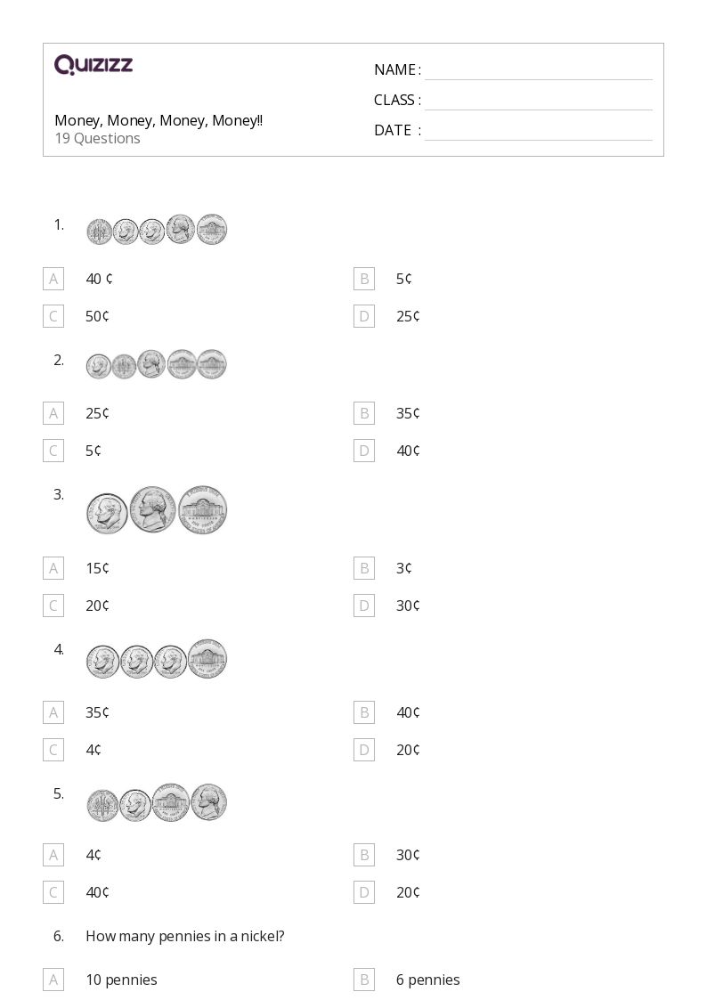 50+ Operations with Money worksheets for 1st Grade on Quizizz ...