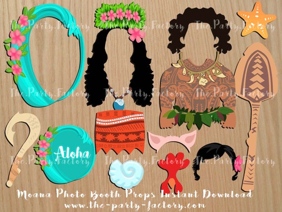 moana photo booth props printable