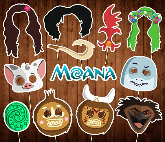 moana photo booth props printable
