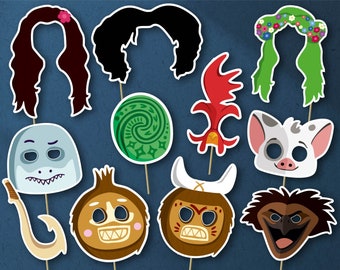 moana photo booth props printable