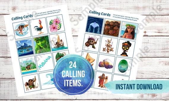 moana printable bingo cards
