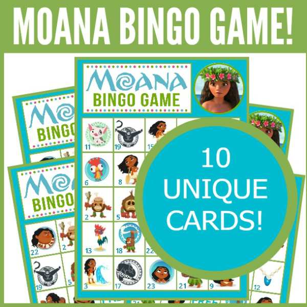 moana printable bingo cards