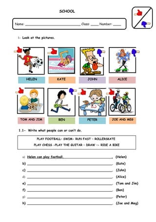 Modal auxiliary verb can: worksheet | PDF