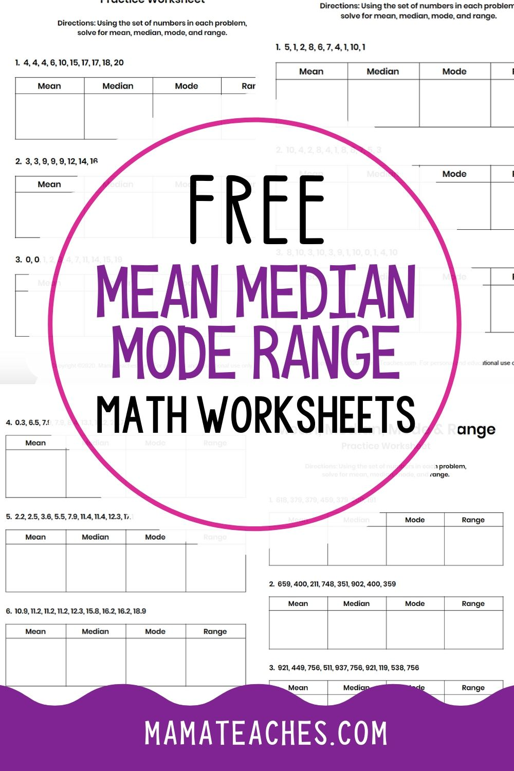 Mean Median Mode Range Worksheets {Free Printables}