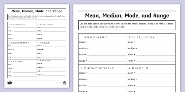 mode range worksheet for 2nd grade