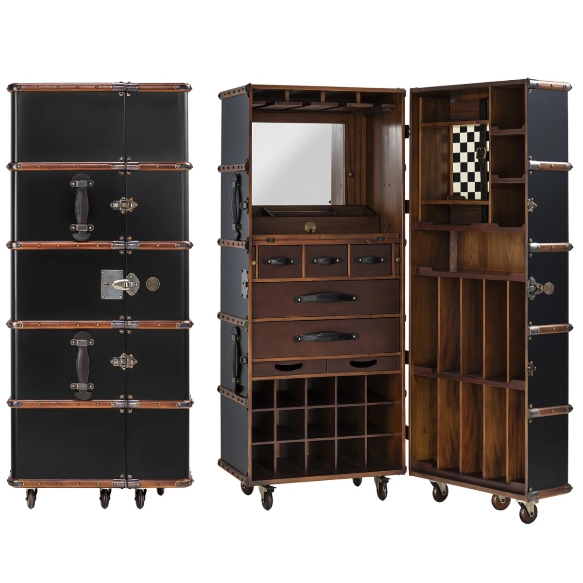Authentic Models Barschrank auf Rollen, schwarz MF078B