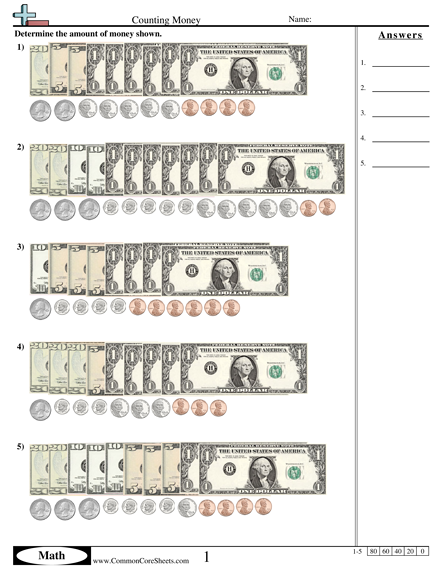 moeny worksheet