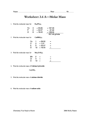 Worksheet 36 A Molar Mass - BWikispacesb - Fill and Sign Printable ...