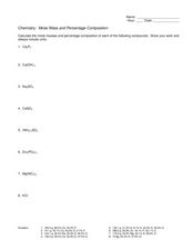 molar mass worksheet