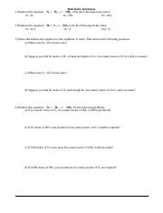 molar ratio worksheet answers