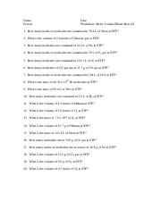 Molar Volume Worksheet.pdf - Name: Period: Date: Worksheet: Molar ...
