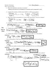 molarity.pdf - Ronny Navarro Molarity Worksheet Name Show work and ...