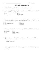 01 15 Concentration 2.pdf - Name Period MOLARITY WORKSHEET #1 For ...