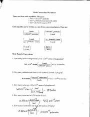 Stoichiometry Mole Conversion Worksheet: Mole-Particle, | Course Hero