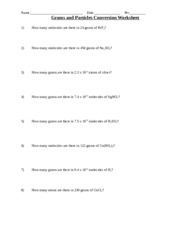 Molar Mass Conversion Worksheet With A Key | Molarity Conversion ...