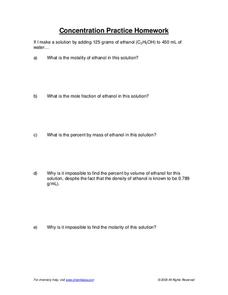 Concentration Practice Worksheet for 10th - Higher Ed | Lesson Planet