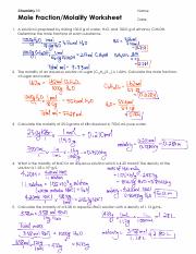 mole fraction worksheet