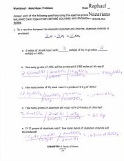 Mass &  Mixed Problems KEY.pdf - Name Worksheet: Mole/Mass Problems ...