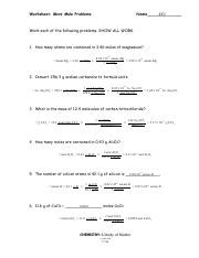 7-11a b More Moles Problems wkst-Key .pdf - Worksheet: More Mole ...