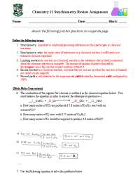 Worksheet Stoichiometry Mole to Mole Ratio with Answers ...