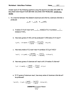 Mole Mass Problems Worksheet Answers - Fill Online, Printable ...