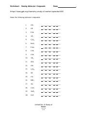 Naming Molecular Compounds.pdf - Worksheet: Naming Molecular ...
