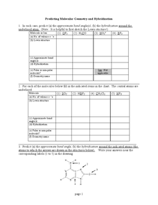 Predicting Molecular Geometry and Hybridization Worksheet for ...