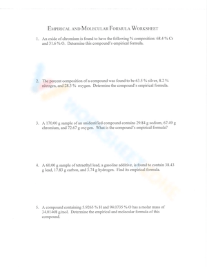 Percent Composition And Molecular Formula Worksheet Worksheet