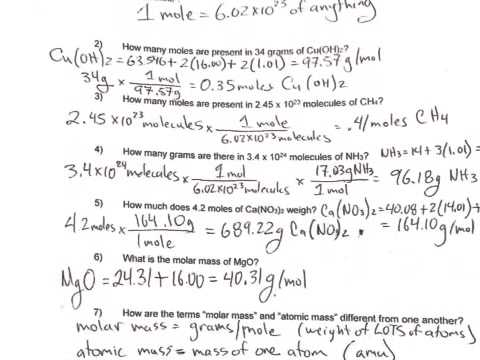 Moles worksheet #2