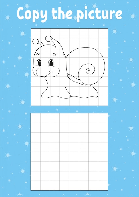 Premium Vector | Copy the picture. snail mollusk. coloring book ...
