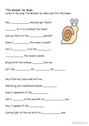 mollusk worksheet