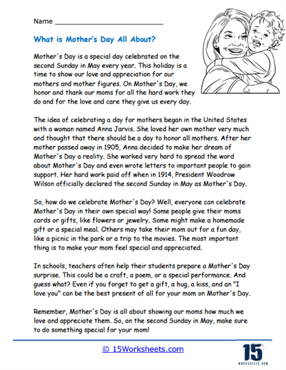 Mothers day - Worksheet - My Moms Flower | Planerium